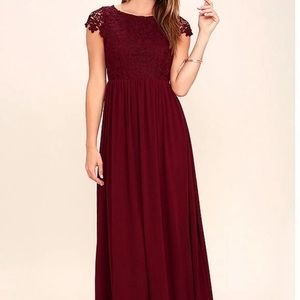 Burgundy LuLus lace top maxi dress